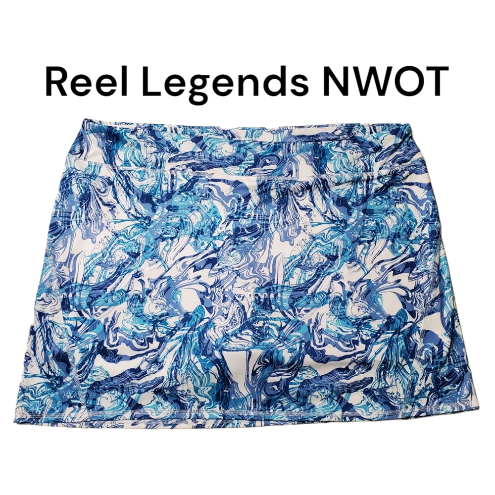 NWOT XXL Reel Legends Skort Blue Marbled Pattern